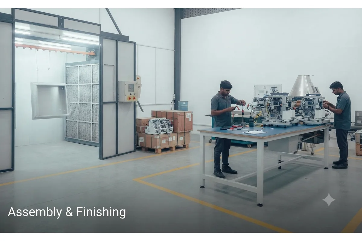 Unified Steel assembly and finishing area with operators working on fabricated equipment