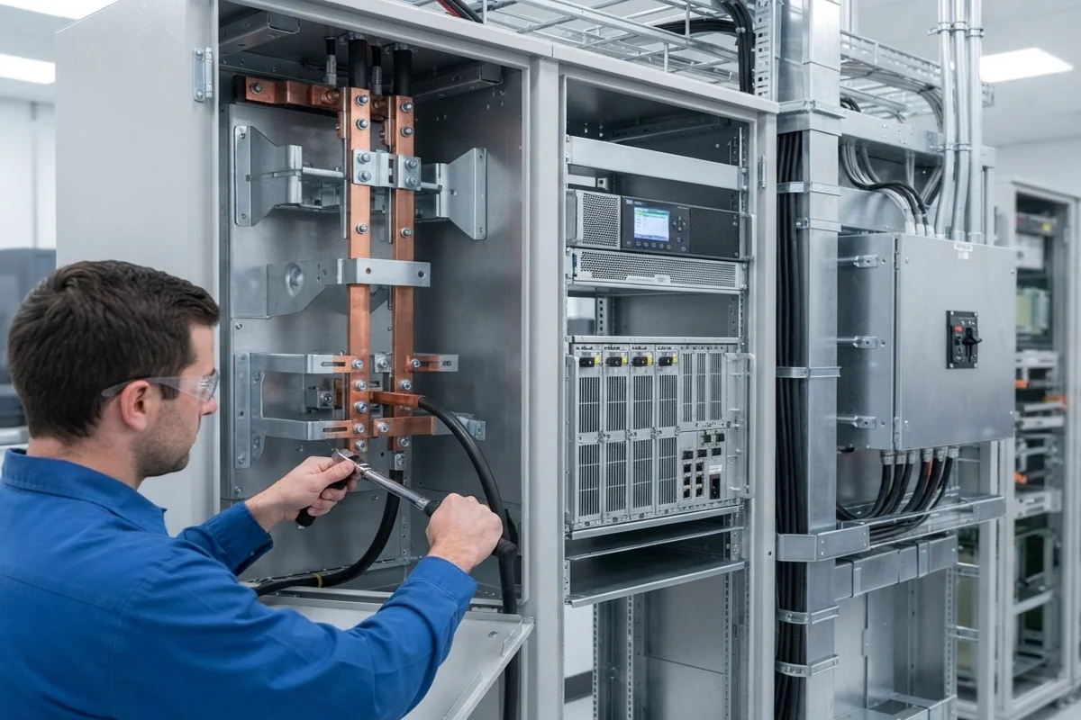 Telecom DC Power System Enclosure in the Unified Steel fabrication workshop